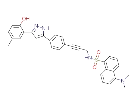5-dimethylamino-N-(3-(4-(3-(2-hydroxy-5-methylphenyl)-1H-pyrazol-5-yl)phenyl)-2-propynyl)-1-naphthalenesulfonamide