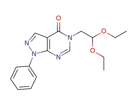 Molecular Structure of 1060548-22-2 (5-(2,2-diethoxyethyl)-1-phenyl-1H-pyrazolo-[3,4-d]pyrimidin-4(5H)-one)