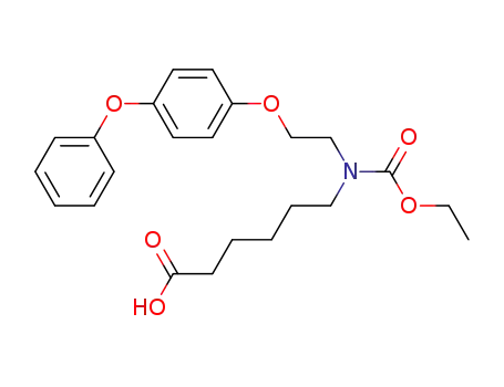 Molecular Structure of 389796-10-5 (Hexanoic acid, 6-[(ethoxycarbonyl)[2-(4-phenoxyphenoxy)ethyl]amino]-)