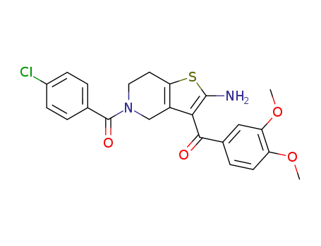Molecular Structure of 199102-74-4 (2-amino-5-(4-chlorobenzoyl)-3-(3,4-dimethoxybenzoyl)-4,5,6,7-tetrahydro-thieno[3,2-c]pyridine)