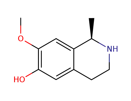 Molecular Structure of 101467-40-7 ((S)-7-METHOXY-1-METHYL-1,2,3,4-TETRAHYDRO-ISOQUINOLIN-6-OL)
