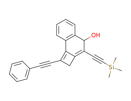 Molecular Structure of 211491-09-7 (1-Phenylethynyl-3-trimethylsilanylethynyl-2,4-dihydro-cyclobuta[a]naphthalen-4-ol)