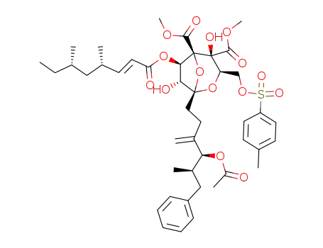(1S,3R,4S,5R,6R,7R)-1-((4S,5R)-4-Acetoxy-5-methyl-3-methylene-6-phenyl-hexyl)-6-((E)-(4S,6S)-4,6-dimethyl-oct-2-enoyloxy)-4,7-dihydroxy-3-(toluene-4-sulfonyloxymethyl)-2,8-dioxa-bicyclo[3.2.1]octane-4,5-dicarboxylic acid dimethyl ester