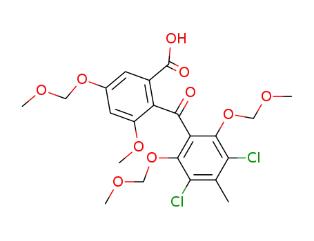 Molecular Structure of 261958-62-7 (2-(3,5-dichloro-2,6-bis-methoxymethoxy-4-methyl-benzoyl)-3-methoxy-5-methoxymethoxy-benzoic acid)