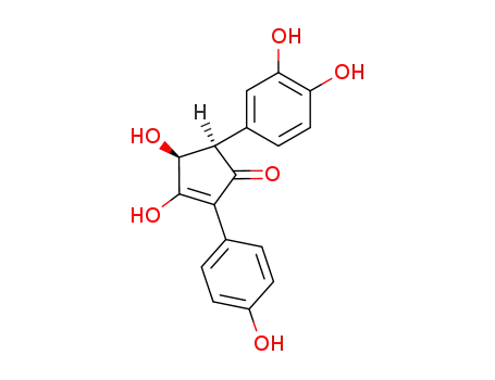 Molecular Structure of 13677-78-6 ((-)-3,4-Dihydroxy-2-(3,4-dihydroxyphenyl)-5-(4-hydroxyphenyl)-2-cyclopenten-1-one)