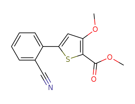 Molecular Structure of 1372697-52-3 (methyl 5-(2-cyanophenyl)-3-methoxythiophene-2-carboxylate)