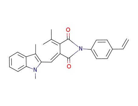 Molecular Structure of 253325-55-2 (2-[1,3-dimethylindol-2-ylmethylidene]-3-isopropylidene-N-(4-vinylphenyl)succinimide)