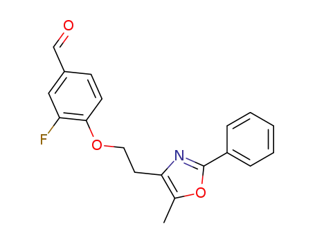 Molecular Structure of 1026127-44-5 (3-fluoro-4-[2-(5-methyl-2-phenyl-oxazol-4-yl)-ethoxy]-benzaldehyde)