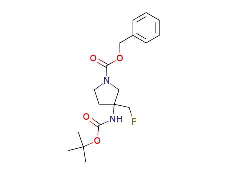 Molecular Structure of 186202-10-8 (3-tert-Butoxycarbonylamino-3-fluoromethyl-pyrrolidine-1-carboxylic acid benzyl ester)