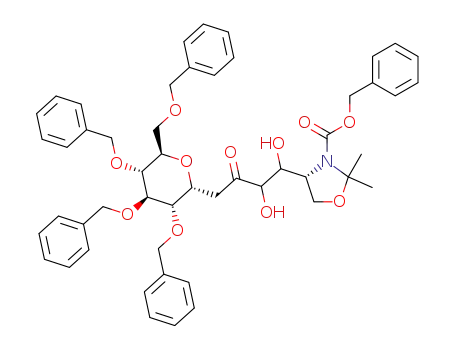 (R)-4-[1,2-Dihydroxy-3-oxo-4-((2R,3S,4R,5R,6R)-3,4,5-tris-benzyloxy-6-benzyloxymethyl-tetrahydro-pyran-2-yl)-butyl]-2,2-dimethyl-oxazolidine-3-carboxylic acid benzyl ester