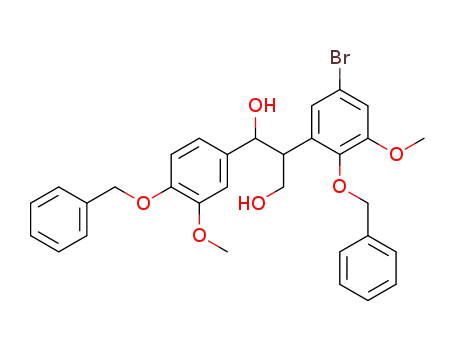 Molecular Structure of 365211-52-5 (2-(2-benzyloxy-5-bromo-3-methoxy-phenyl)-1-(4-benzyloxy-3-methoxy-phenyl)-propane-1,3-diol)
