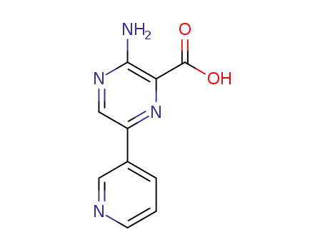 Molecular Structure of 1232423-31-2 (3-amino-6-(pyridin-3-yl)pyrazine-2-carboxylic acid)
