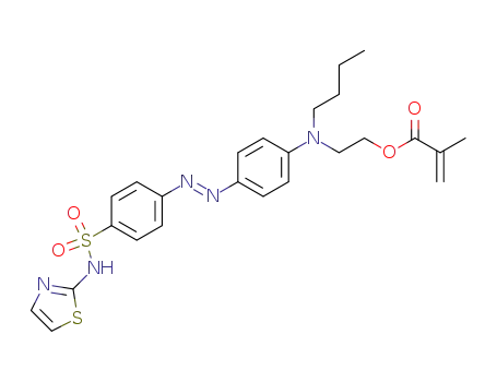 Molecular Structure of 335672-99-6 (trans-2-n-butyl-2-[4-({4-[(1,3-thiazol-2-ylamino)sulfonyl]phenyl}diazenyl)phenylamino]ethyl methacrylate)