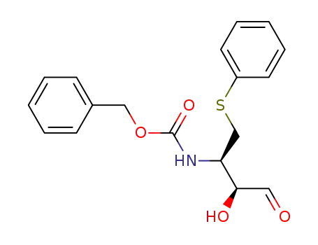 Molecular Structure of 197302-37-7 (((1R,2S)-2-Hydroxy-3-oxo-1-phenylsulfanylmethyl-propyl)-carbamic acid benzyl ester)