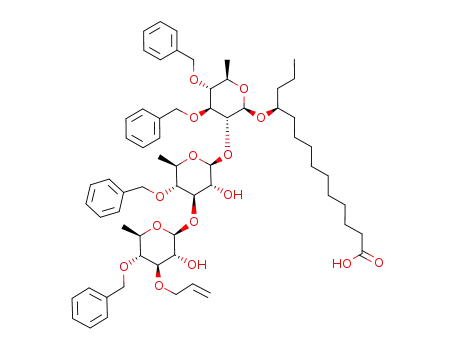11-{3-[4-(4-allyloxy-5-benzyloxy-3-hydroxy-6-methyl-tetrahydro-pyran-2-yloxy)-5-benzyloxy-3-hydroxy-6-methyl-tetrahydro-pyran-2-yloxy]-4,5-bis-benzyloxy-6-methyl-tetrahydro-pyran-2-yloxy}-tetradecanoic acid