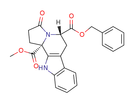 (+)-5-benzyl-11b-methyl (5S,11bR)-3-oxo-2,3,6,11-tetrahydro-1H-indolizino[8,7b]indole-5,11b(5H)-dicarboxylate