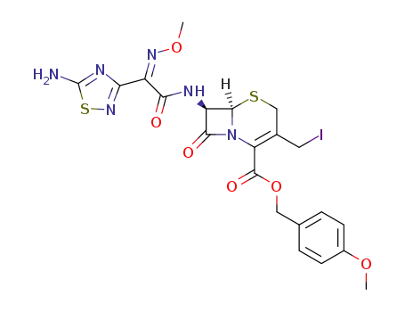 (6R,7R)-7-{2-(5-Amino-[1,2,4]thiadiazol-3-yl)-2-[(Z)-methoxyimino]-acetylamino}-3-iodomethyl-8-oxo-5-thia-1-aza-bicyclo[4.2.0]oct-2-ene-2-carboxylic acid 4-methoxy-benzyl ester