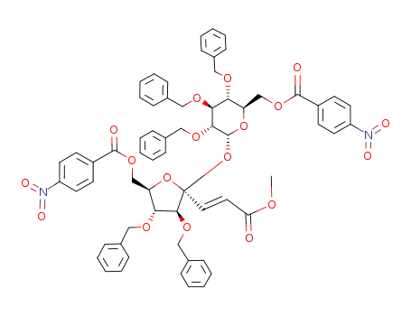 methyl (2,3,4-tri-O-benzyl-6-O-p-nitrobenzoyl-α-D-glucopyranosyl)-(1<->4)-[(E)-5,6-di-O-benzyl-2,3-dideoxy-8-O-p-nitrobenzoyl-β-D-arabino-oct-2-eno-4-ulofuranosid]onate