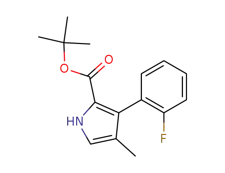 Molecular Structure of 222026-16-6 (3-(2-fluoro-phenyl)-4-methyl-1<i>H</i>-pyrrole-2-carboxylic acid <i>tert</i>-butyl ester)