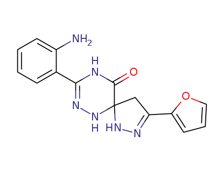 Molecular Structure of 1119378-69-6 (3'-(2-aminophenyl)-3-(furan-2-yl)-spiro[pyrazoline-5,6'(1'H)-1,2,4-triazin]-5'(4'H)-one)