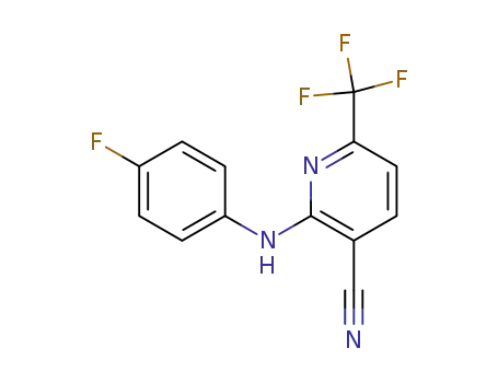 Molecular Structure of 935517-67-2 (2-(4-fluoro-phenylamino)-6-trifluoromethyl-nicotinonitrile)