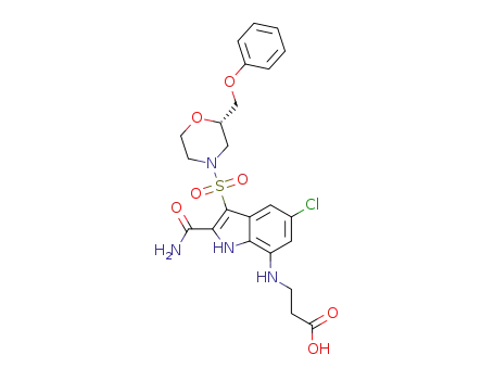 (S)-3-(2-carbamoyl-5-chloro-3-(2-(phenoxymethyl)morpholinosulfonyl)-1H-indol-7-ylamino)propanoic acid
