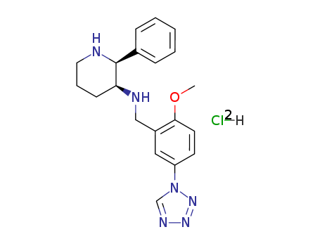 3-Piperidinamine,N-[[2-methoxy-5-(1H-tetrazol-1-yl)phenyl]methyl]-2-phenyl-, hydrochloride(1:2), (2S,3S)-