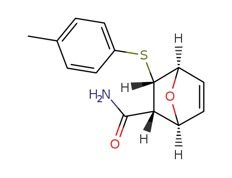 Molecular Structure of 428512-93-0 ((2R,3S)-3-[(p-tolyl)sulfenyl]-7-oxabicyclo[2.2.1]hept-5-ene-2-carboxamide)