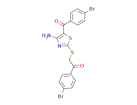 Molecular Structure of 19723-92-3 (Ethanone,
2-[[4-amino-5-(4-bromobenzoyl)-2-thiazolyl]thio]-1-(4-bromophenyl)-)