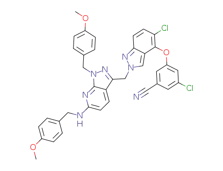 3-chloro-5-{[5-chloro-2-({1-(4-methoxybenzyl)-6-[(4-methoxybenzyl)amino]-1H-pyrazolo[3,4-b]pyridin-3-yl}methyl)-2H-indazol-4-yl]oxy}benzonitrile