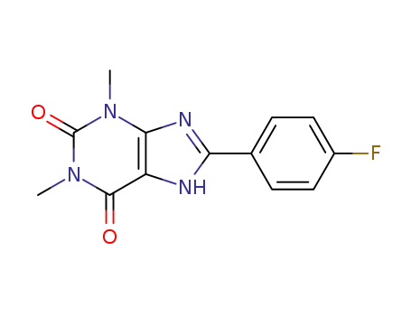 Molecular Structure of 57281-09-1 (1H-Purine-2,6-dione, 8-(4-fluorophenyl)-3,7-dihydro-1,3-dimethyl-)