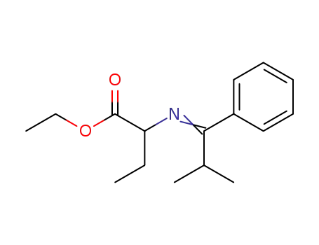 Molecular Structure of 139006-97-6 (Butanoic acid, 2-[(2-methyl-1-phenylpropylidene)amino]-, ethyl ester)