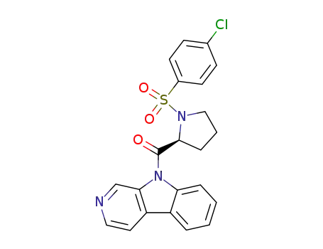 Molecular Structure of 255053-75-9 (9H-Pyrido[3,4-b]indole,
9-[[(2S)-1-[(4-chlorophenyl)sulfonyl]-2-pyrrolidinyl]carbonyl]-)