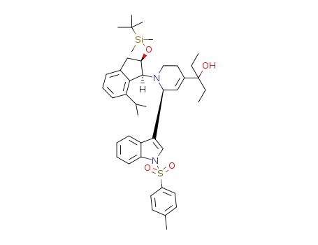 3-{(2S)-1-[(1S,2R)-cis-1-tert-butyldimethylsilyloxy-7-isopropylindan-1-yl]-2-(N-p-toluenesulfonylindol-3-yl)-1,2,5,6-tetrahydropyridin-4-yl}pentan-3-ol