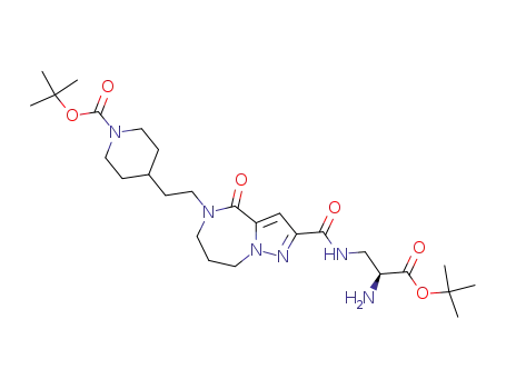4-{2-[2-((S)-2-Amino-2-tert-butoxycarbonyl-ethylcarbamoyl)-4-oxo-7,8-dihydro-4H,6H-1,5,8a-triaza-azulen-5-yl]-ethyl}-piperidine-1-carboxylic acid tert-butyl ester