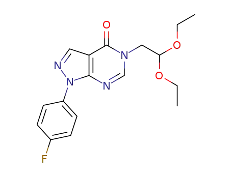 Molecular Structure of 1392411-82-3 (5-(2,2-diethoxyethyl)-1-(4-fluorophenyl)-1H-pyrazolo[3,4-d]pyrimidin-4(5H)-one)