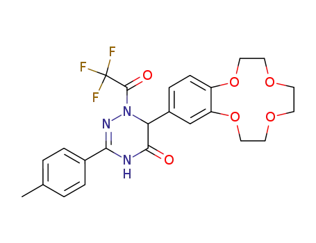 Molecular Structure of 420118-14-5 (6-(6,7,9,10,12,13-hexahydro-5,8,11,14-tetraoxa-benzocyclododecen-2-yl)-3-<i>p</i>-tolyl-1-trifluoroacetyl-1,6-dihydro-4<i>H</i>-[1,2,4]triazin-5-one)