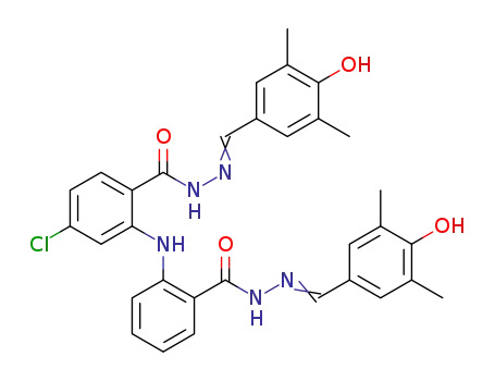Molecular Structure of 1422064-44-5 (4-chloro-N'-(4-hydroxy-3,5-dimethylbenzylidene)-2-{2-[2(4-hydroxy-3,5-dimethylbenzylidene)hydrazinecarbonyl]phenylamino}benzohydrazide)