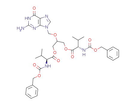 Molecular Structure of 130914-77-1 (L-Valine, N-[(phenylmethoxy)carbonyl]-,
2-[(2-amino-1,6-dihydro-6-oxo-9H-purin-9-yl)methoxy]-1,3-propanediyl
ester)
