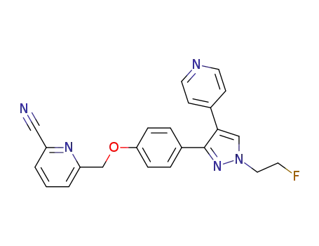 6-[4-[1-(2-fluoroethyl)-4-(4-pyridinyl)-1H-pyrazol-3-yl]phenoxymethyl]-2-pyridinecarbonitrile