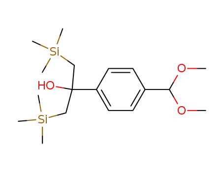 Molecular Structure of 494205-57-1 (2-(4-dimethoxymethyl-phenyl)-1,3-bis-trimethylsilanyl-propan-2-ol)