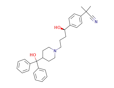 Molecular Structure of 169032-23-9 ((R)-(+)-2-[4-(1-Hydroxy-4-(4-hydroxydiphenylmethyl-1-piperidyl)butyl)phenyl]isobutyronitrile)