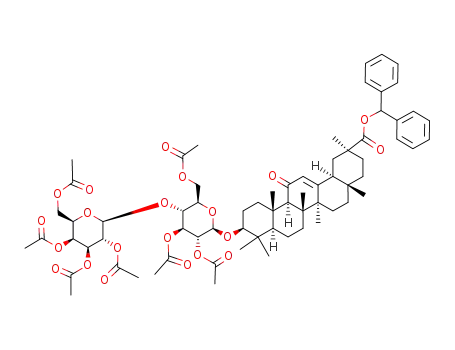 Molecular Structure of 441759-70-2 (diphenylmethyl 2',3',6',2'',3'',4'',6''-heptaacetyl-β-D-galactopyranosyl-(1->4)-β-D-glucopyranosyl-3-O-18α-glycyrrhetinate)