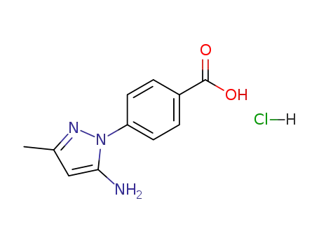 Molecular Structure of 303766-96-3 (4-(5-AMINO-3-METHYL-PYRAZOL-1-YL)-BENZOIC ACID HYDROCHLORIDE)