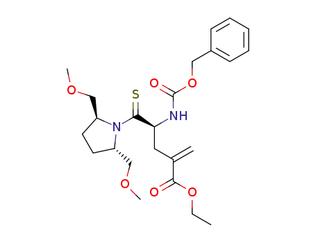 (S)-ethyl 4-(((benzyloxy)carbonyl)amino)-5-((2S,5S)-2,5-bis-(methoxymethyl)pyrrolidin-1-yl)-2-methylene-5-thioxopentanoate