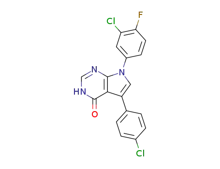 7-(3-chloro-4-fluoro-phenyl)-5-(4-chloro-phenyl)-3,7-dihydro-pyrrolo[2,3-<i>d</i>]pyrimidin-4-one
