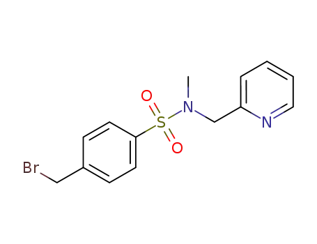 Molecular Structure of 1431950-01-4 (4-(bromomethyl)-N-methyl-N-(pyridin-2-ylmethyl)benzenesulfonamide)