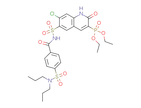 Molecular Structure of 355823-54-0 (7-Chloro-6-[({4-[(dipropylamino)sulphonyl]benzoyl}amino)sulphonyl]-2-oxo-1,2-dihydro-3-quinolylphosphonic Acid Diethyl Ester)
