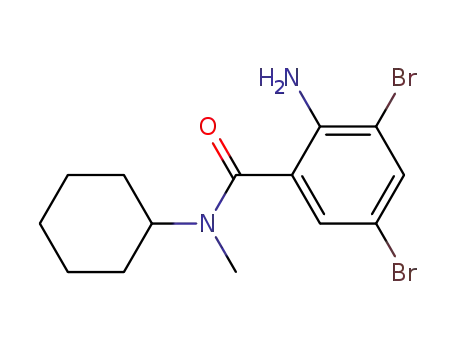 Molecular Structure of 3472-84-2 (Benzamide, 2-amino-3,5-dibromo-N-cyclohexyl-N-methyl-)