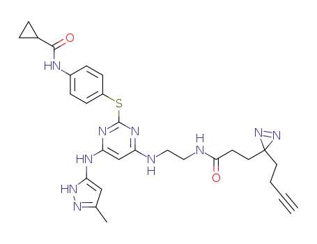 N-(4-(4-(2-(3-(but-3-ynyl)-3H-diazirin-3-yl)ethylamino)-6-(3-methyl-1H-pyrazol-5-ylamino)pyrimidin-2-ylthio)phenyl)cyclopropanecarboxamide